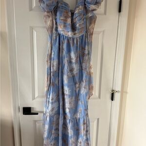 Floral Blue and White Maxi Dress